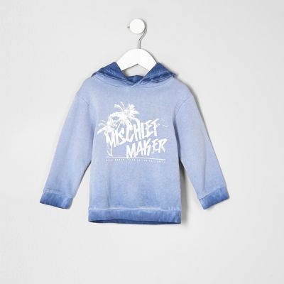 Mini boys blue &#39;mischief maker&#39; hoodie